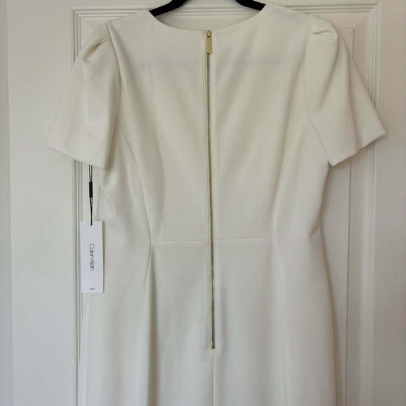 Calvin Klein | BNWT Tulip Sleeve Off-White Sheath Dress - Size 12 - Picture 6 of 10